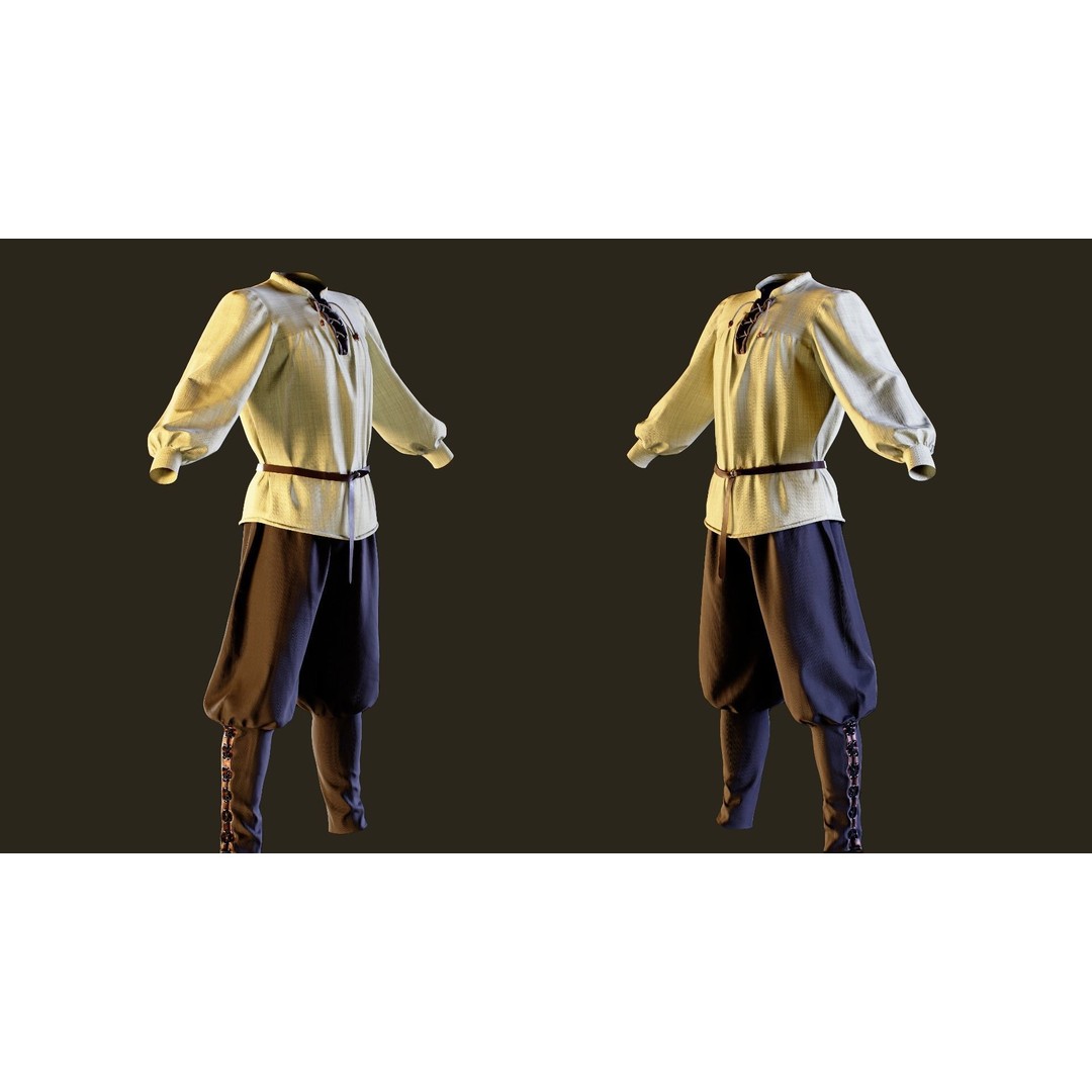 Medieval Outfit 3D Model – Low Poly PBR Textured Clothing, FBX - View 4