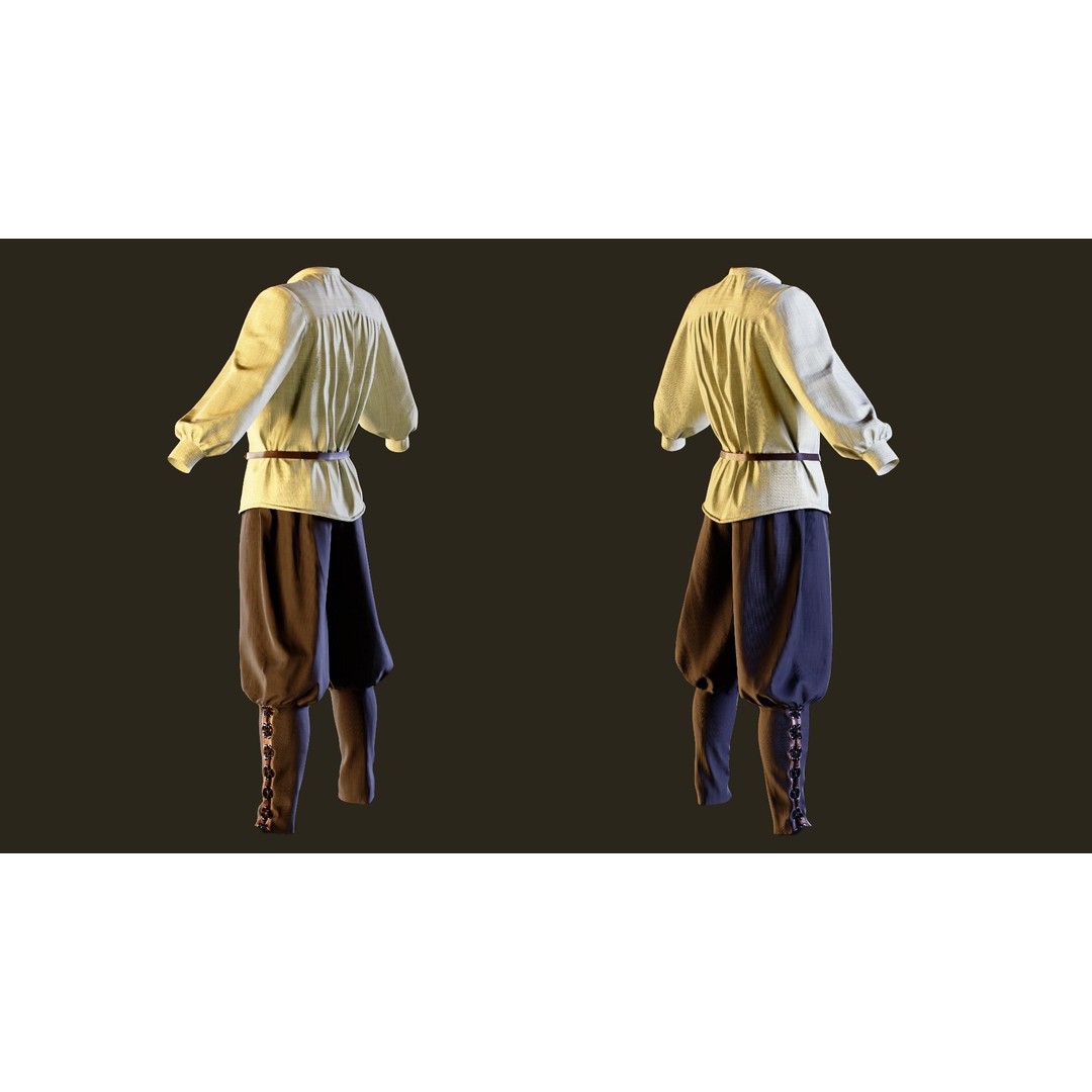 Medieval Outfit 3D Model – Low Poly PBR Textured Clothing, FBX - View 5