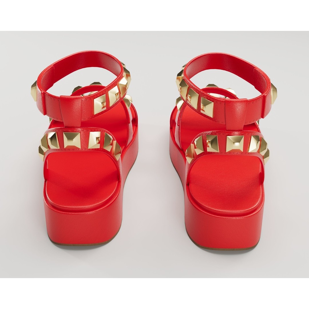 Wade Ecru Strappy Platform Sandals 3D Model – Low Poly Game Asset, FBX - View 14