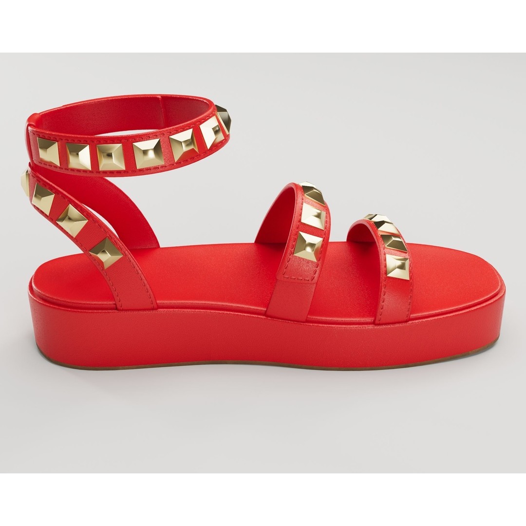 Wade Ecru Strappy Platform Sandals 3D Model – Low Poly Game Asset, FBX - View 9