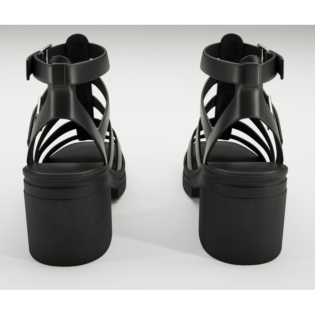 Chunky Sandals 3D Model – Low Poly Game Ready Footwear, FBX, OBJ - View 13