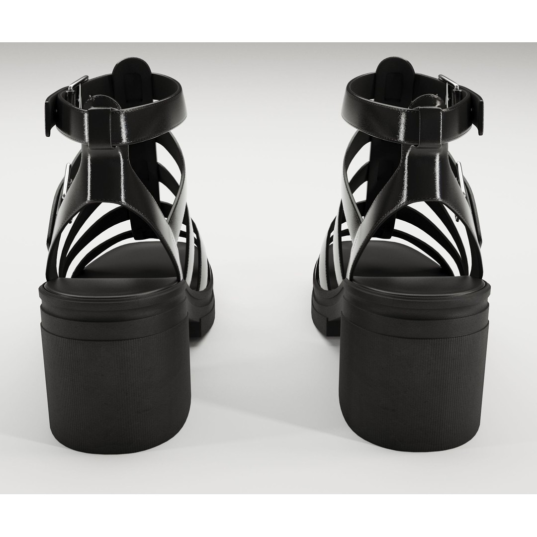 Chunky Sandals 3D Model – Low Poly Game Ready Footwear, FBX, OBJ - View 14
