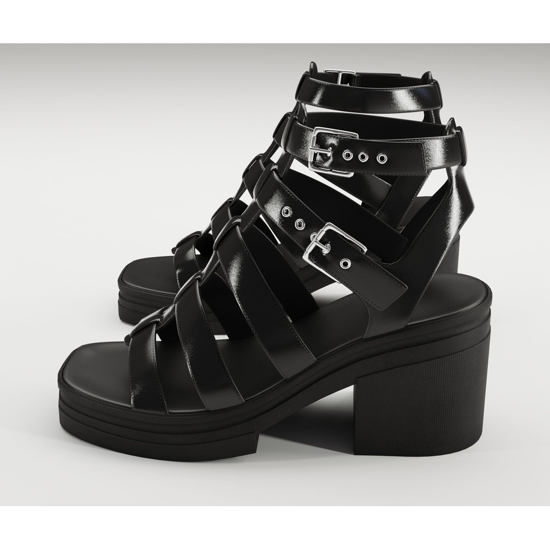 Chunky Sandals 3D Model – Low Poly Game Ready Footwear, FBX, OBJ - View 19