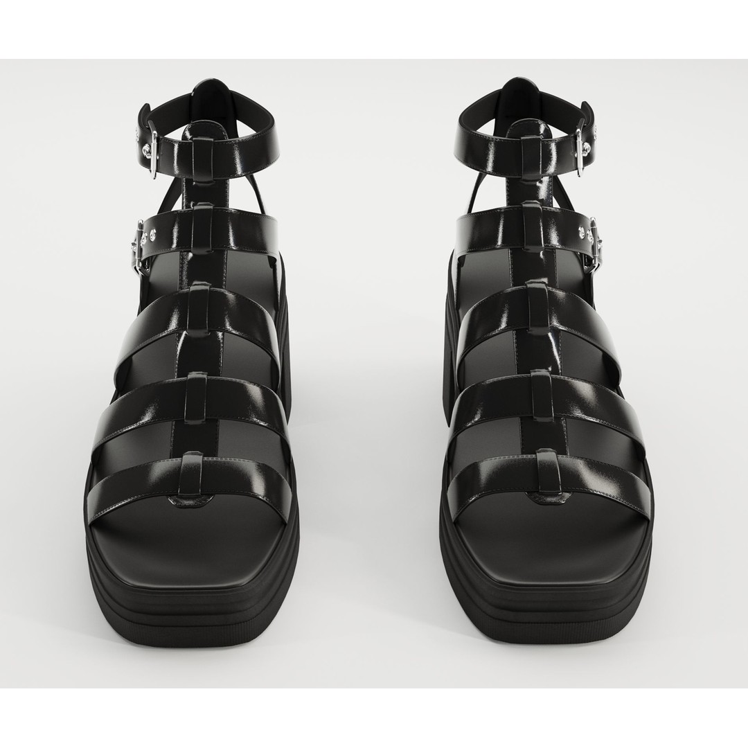 Chunky Sandals 3D Model – Low Poly Game Ready Footwear, FBX, OBJ - View 23