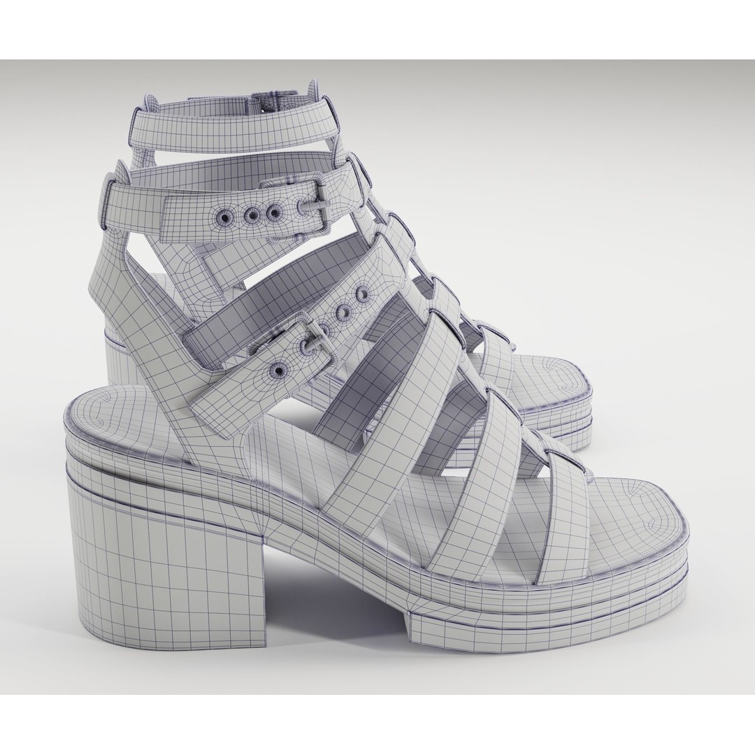 Chunky Sandals 3D Model – Low Poly Game Ready Footwear, FBX, OBJ - View 26