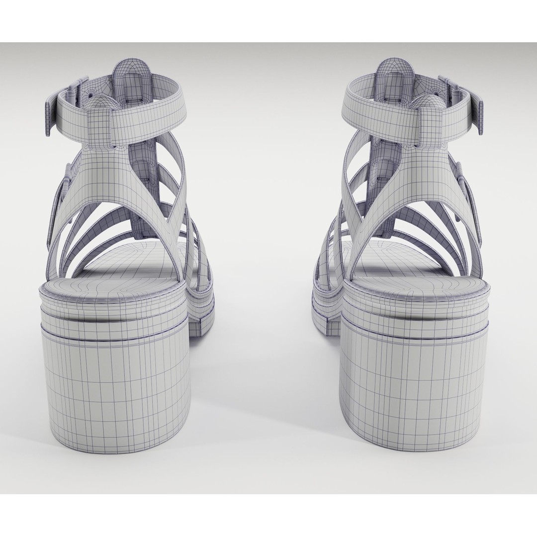 Chunky Sandals 3D Model – Low Poly Game Ready Footwear, FBX, OBJ - View 27
