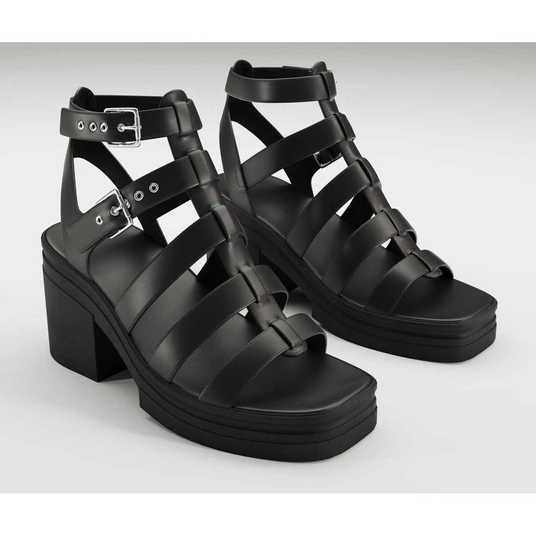 Chunky Sandals 3D Model – Low Poly Game Ready Footwear, FBX, OBJ - View 4