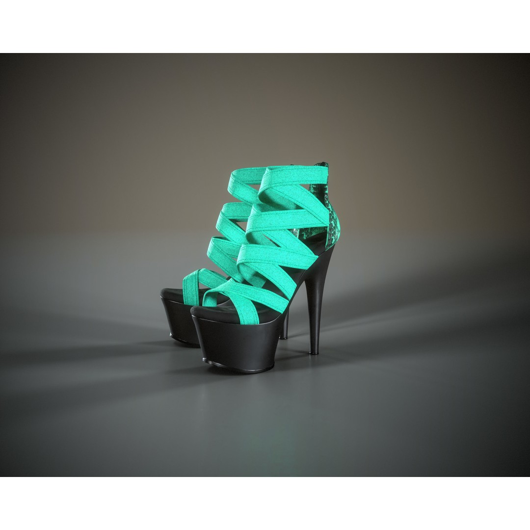 Banded Platform Shoes 3D Model – Low Poly Game Asset, FBX, OBJ - View 10