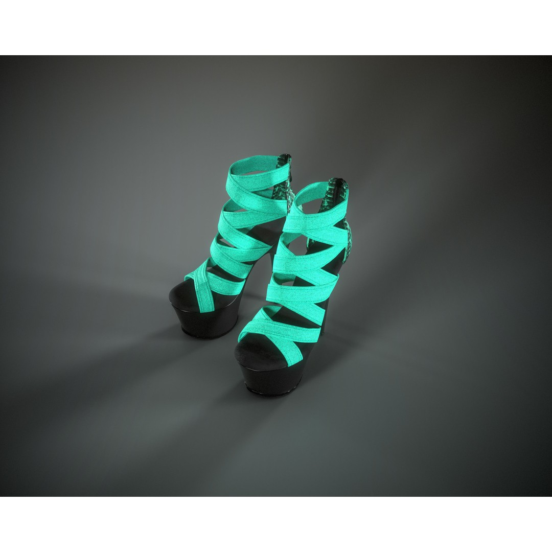 Banded Platform Shoes 3D Model – Low Poly Game Asset, FBX, OBJ - View 11