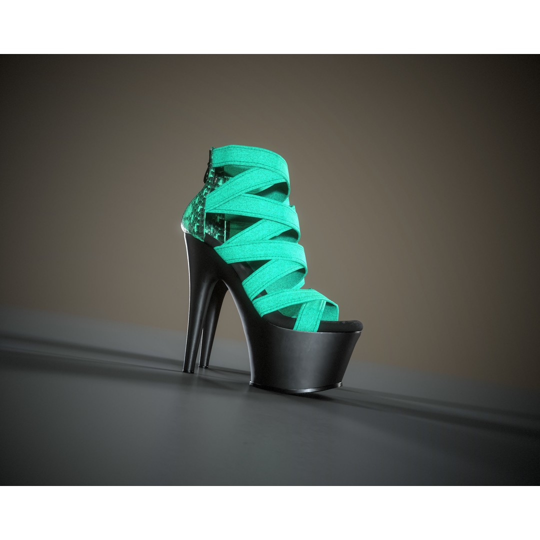 Banded Platform Shoes 3D Model – Low Poly Game Asset, FBX, OBJ - View 12
