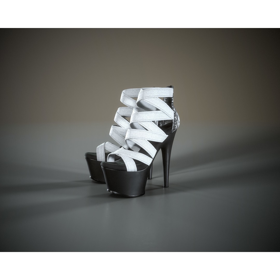 Banded Platform Shoes 3D Model – Low Poly Game Asset, FBX, OBJ - View 14