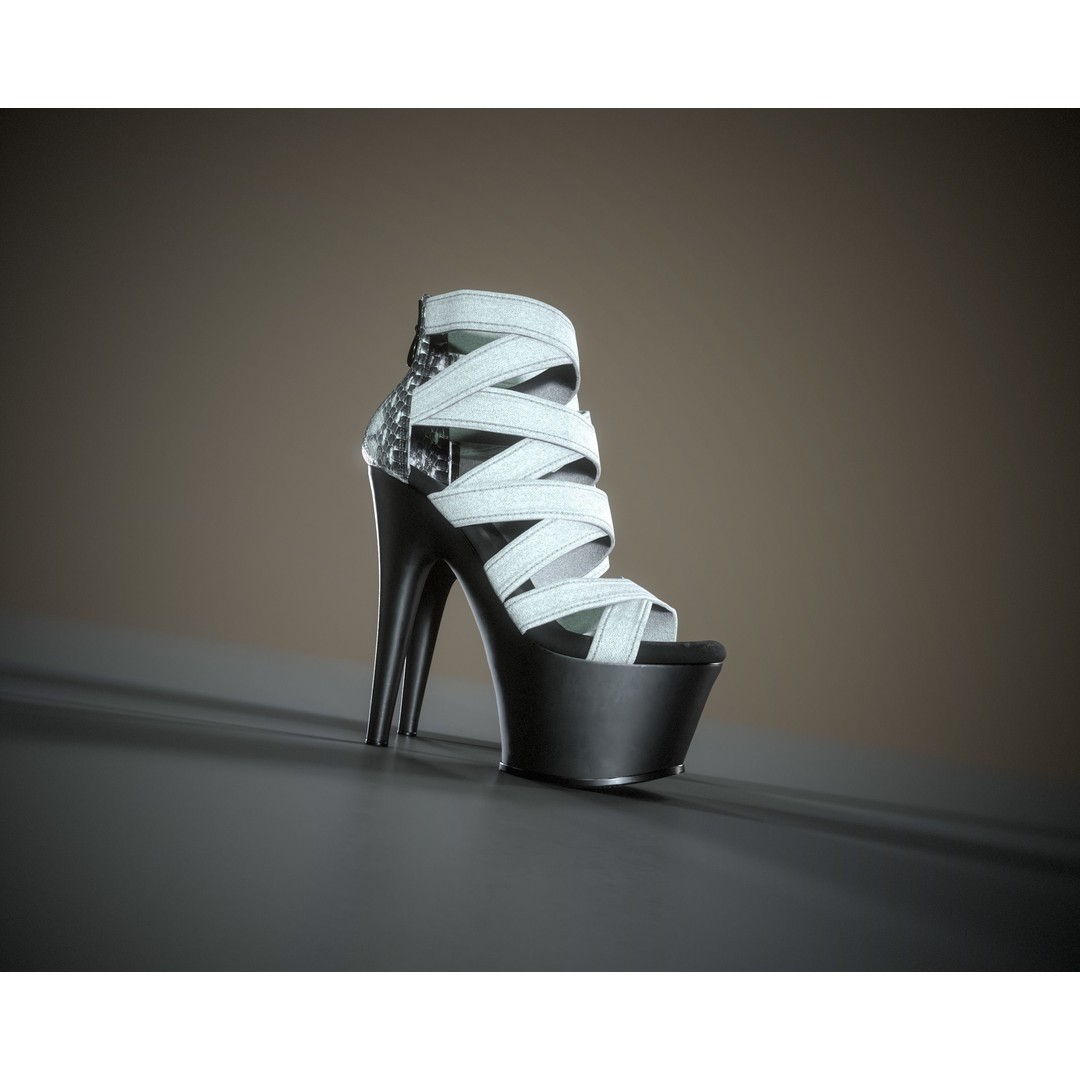 Banded Platform Shoes 3D Model – Low Poly Game Asset, FBX, OBJ - View 16