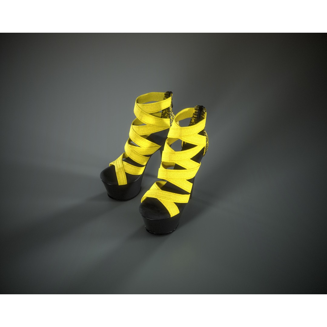 Banded Platform Shoes 3D Model – Low Poly Game Asset, FBX, OBJ - View 19