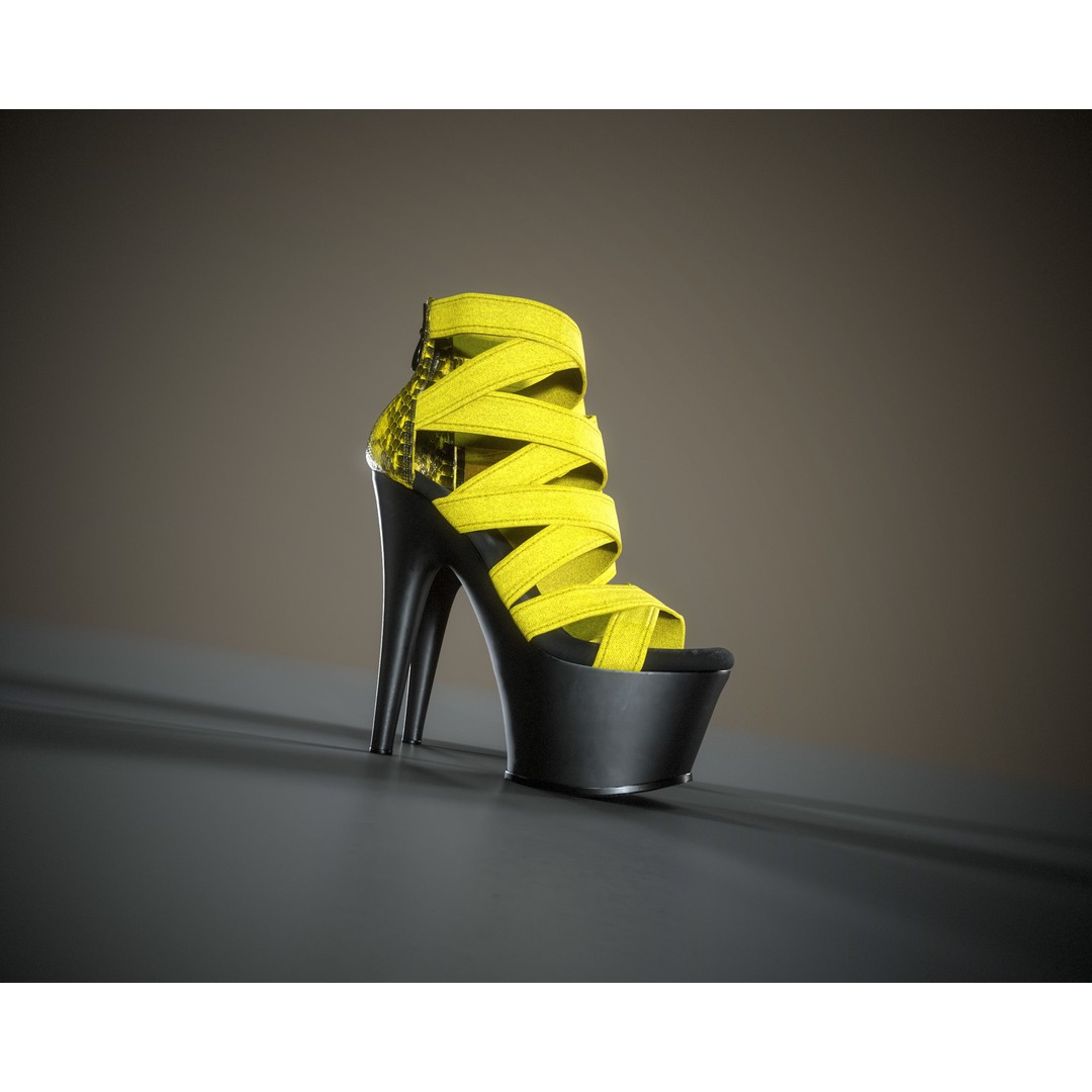 Banded Platform Shoes 3D Model – Low Poly Game Asset, FBX, OBJ - View 20