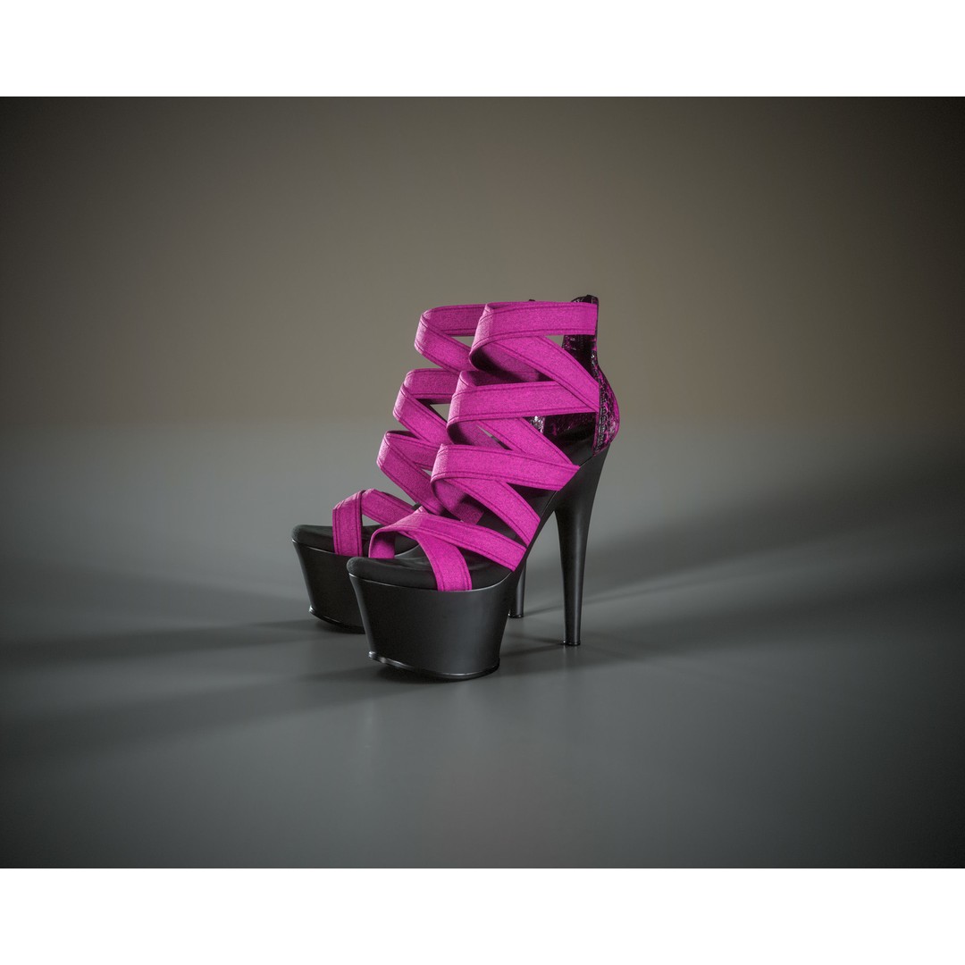 Banded Platform Shoes 3D Model – Low Poly Game Asset, FBX, OBJ - View 6
