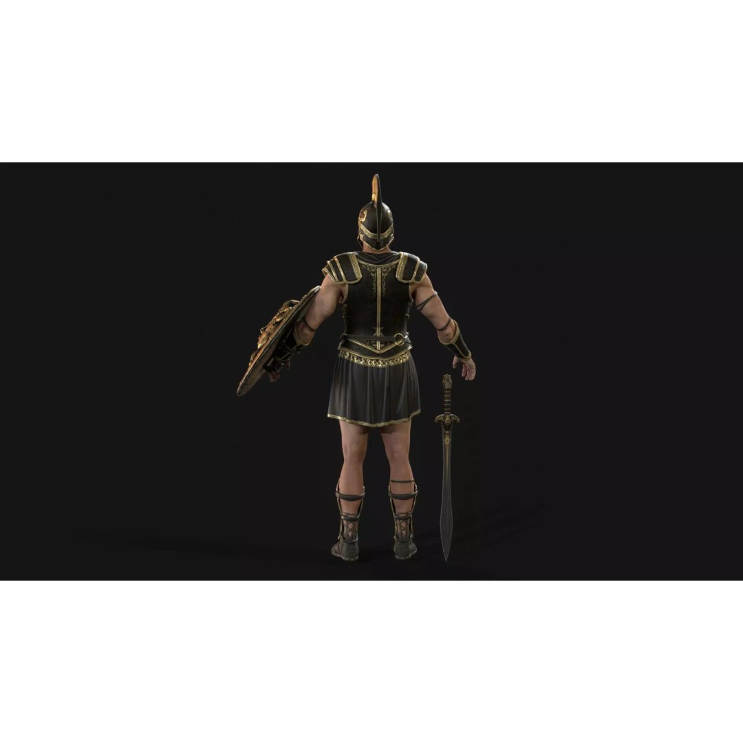 MythWarrior1 3D Model – Low Poly Character, Rigged, Game Ready - View 11