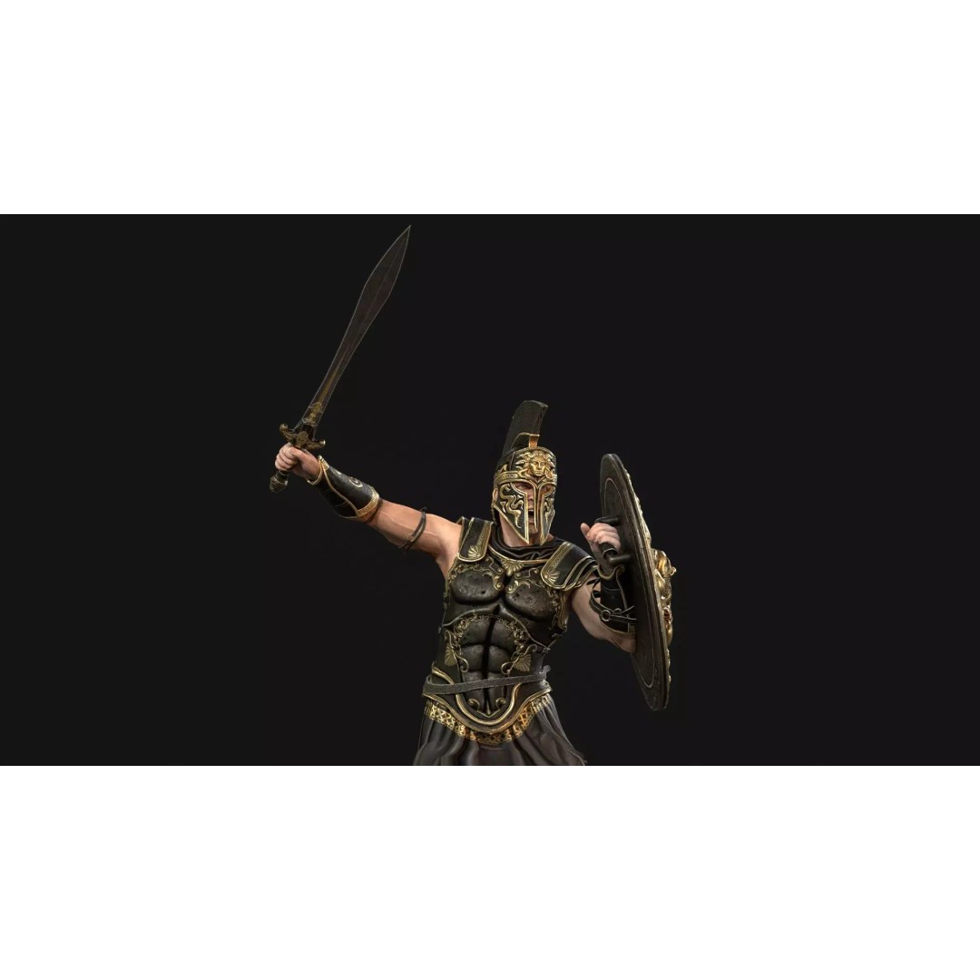 MythWarrior1 3D Model – Low Poly Character, Rigged, Game Ready - View 12