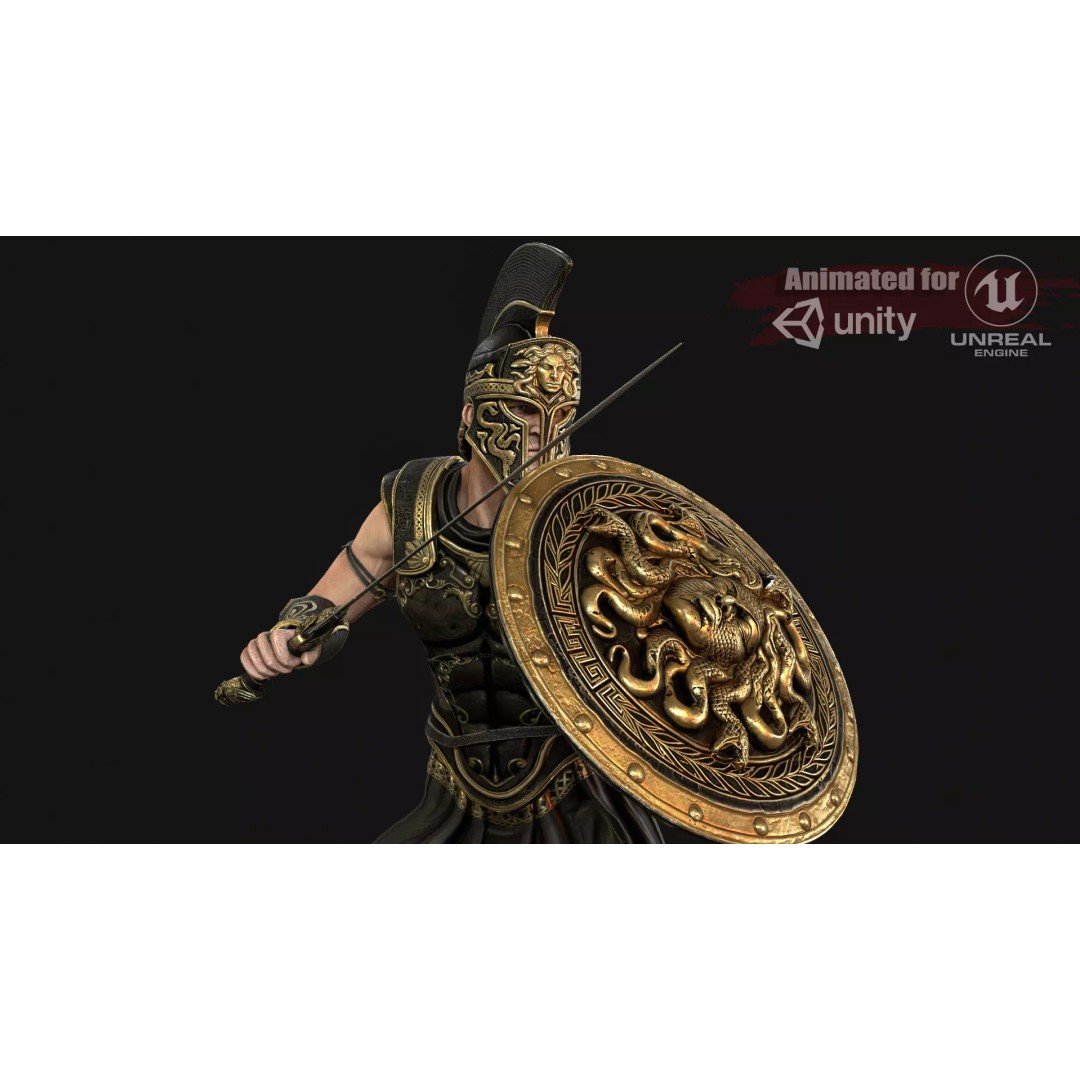 MythWarrior1 3D Model – Low Poly Character, Rigged, Game Ready - View 2