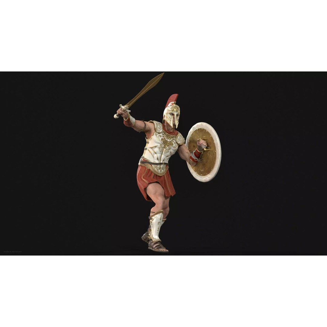 MythWarrior1 3D Model – Low Poly Character, Rigged, Game Ready - View 6