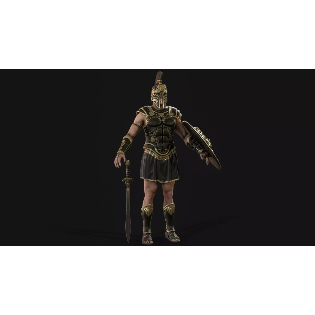 MythWarrior1 3D Model – Low Poly Character, Rigged, Game Ready - View 8