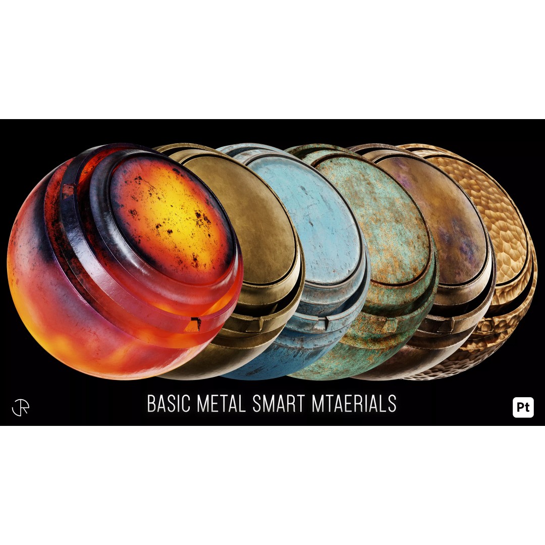 Basic Metal Smart Materials 3D Model – PBR Textures for Substance Painter - View 2