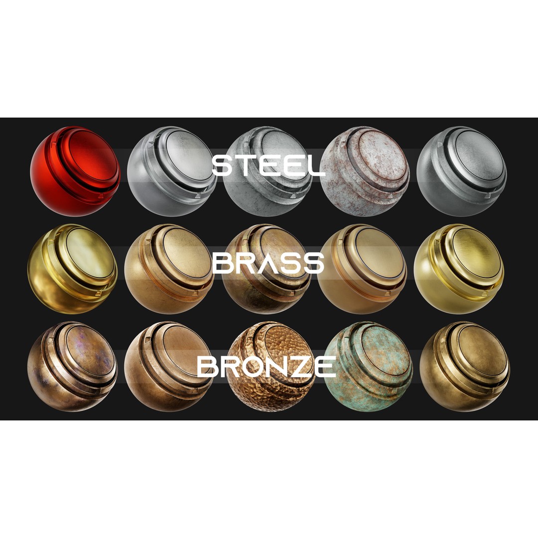 Basic Metal Smart Materials 3D Model – PBR Textures for Substance Painter - View 3