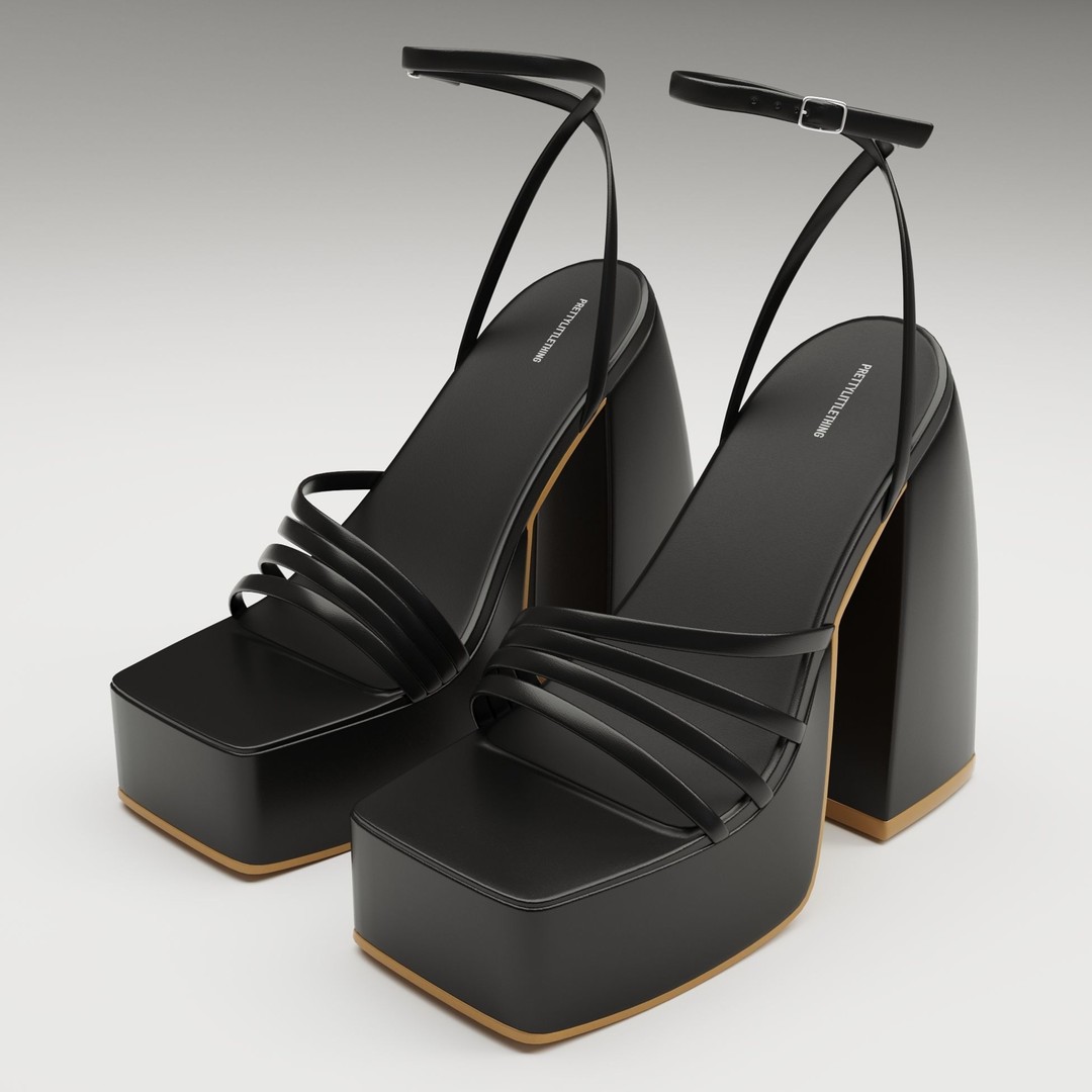 Black Heels 3D Model – Low Poly Game Ready Footwear, FBX, Blender - View 11