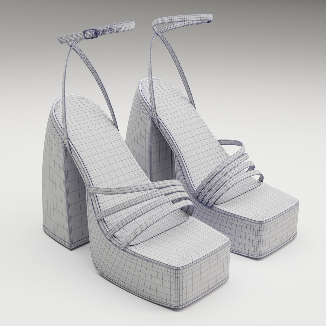 Black Heels 3D Model – Low Poly Game Ready Footwear, FBX, Blender - View 15