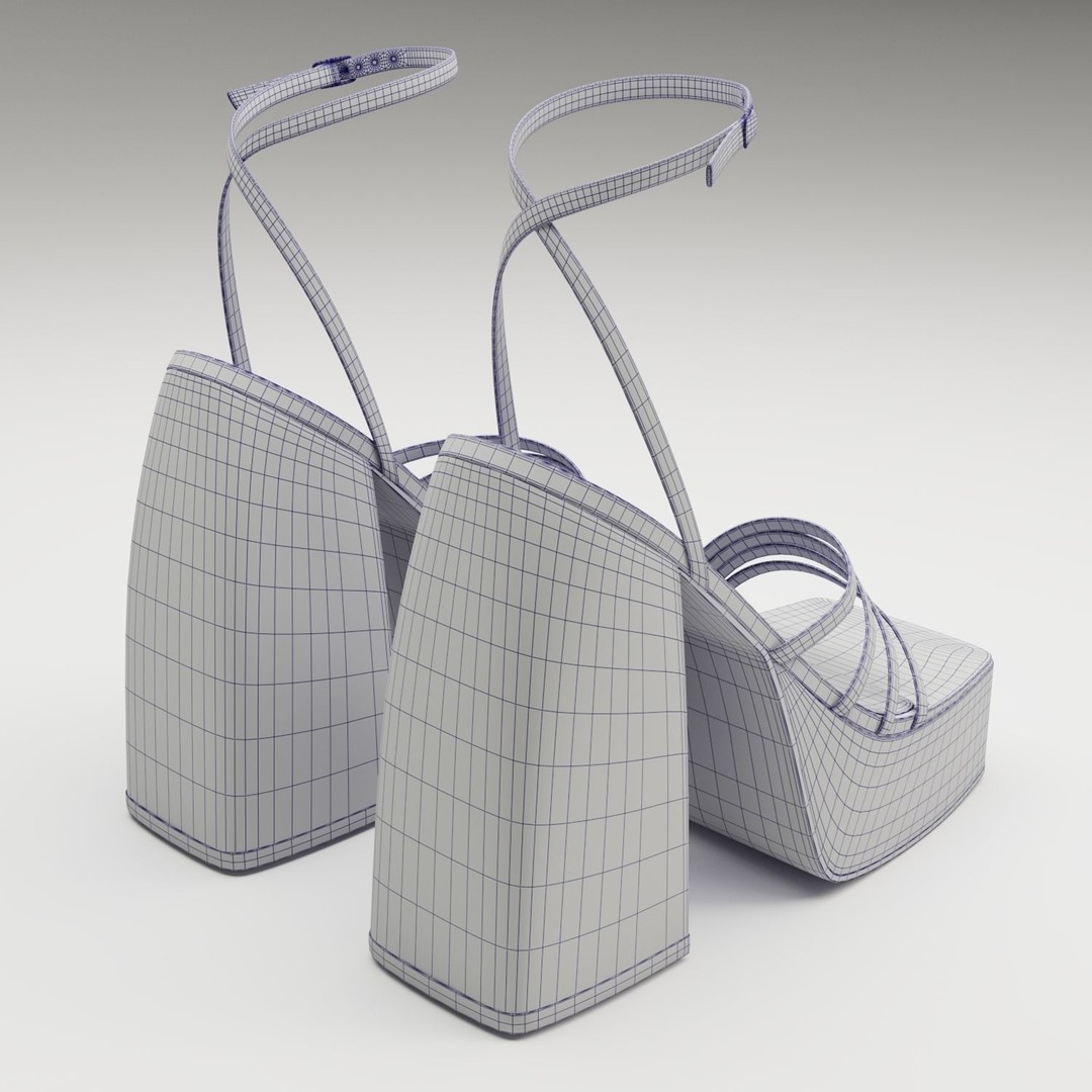 Black Heels 3D Model – Low Poly Game Ready Footwear, FBX, Blender - View 17