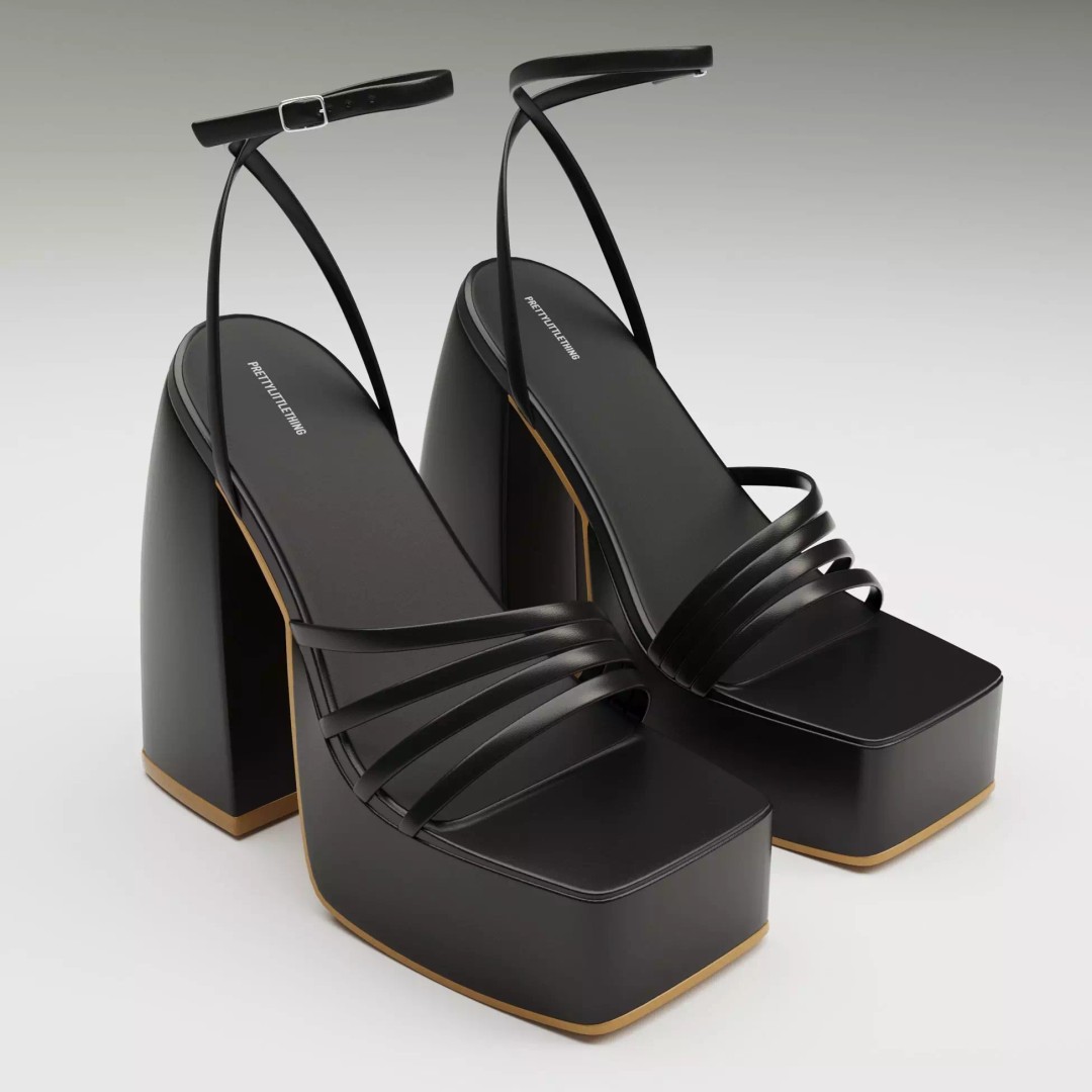 Black Heels 3D Model – Low Poly Game Ready Footwear, FBX, Blender - View 2