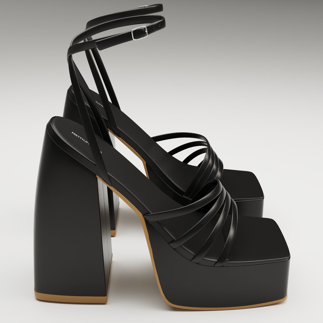 Black Heels 3D Model – Low Poly Game Ready Footwear, FBX, Blender - View 4