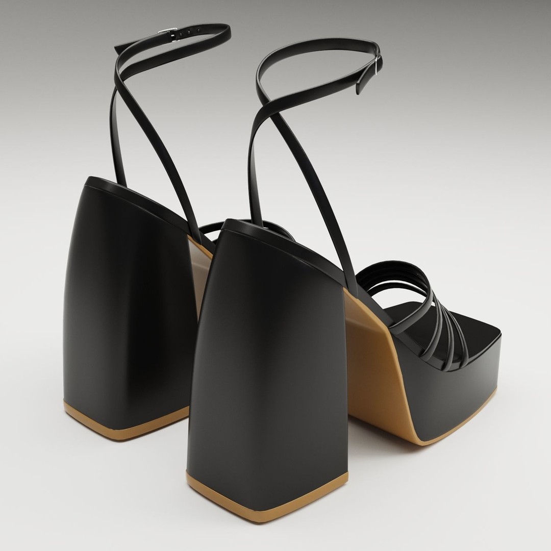 Black Heels 3D Model – Low Poly Game Ready Footwear, FBX, Blender - View 6