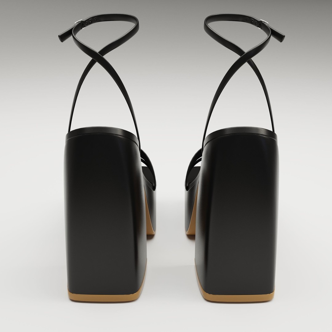 Black Heels 3D Model – Low Poly Game Ready Footwear, FBX, Blender - View 8