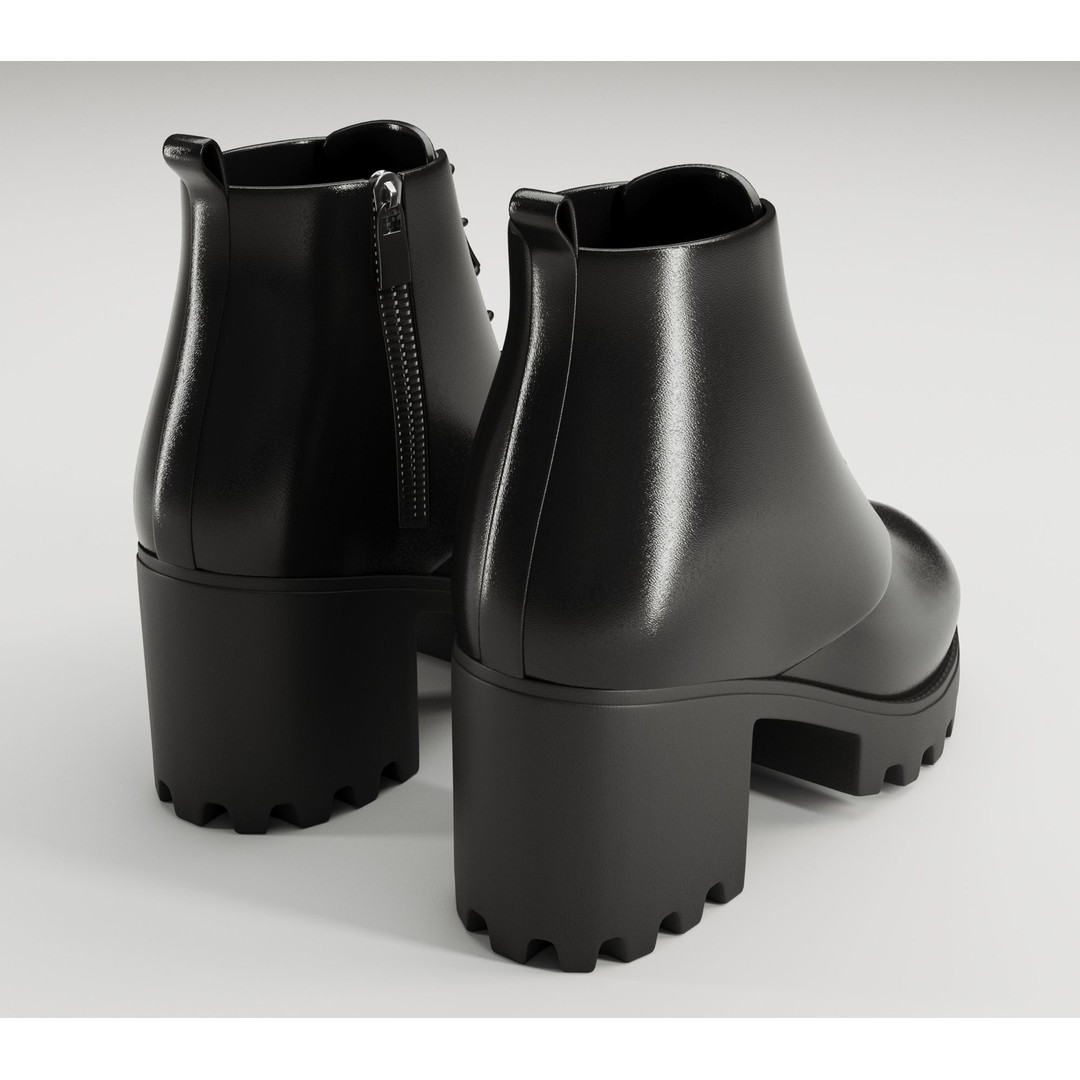 Chunky Canvas and Leather Combat Boots 3D Model – Low Poly Game Asset, FBX - View 13