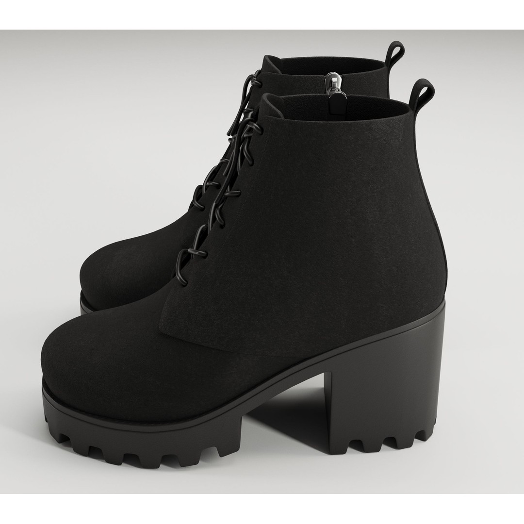 Chunky Canvas and Leather Combat Boots 3D Model – Low Poly Game Asset, FBX - View 23