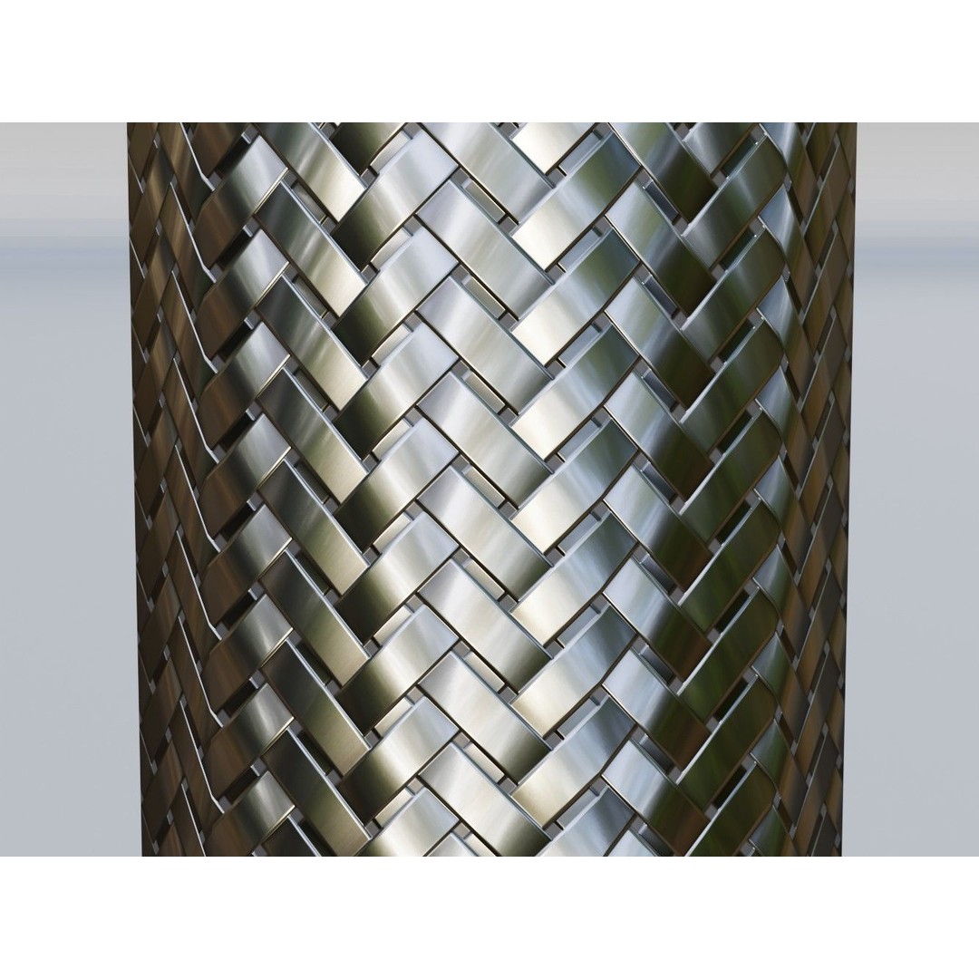 Metal Hose Sleeving Textures 3D Model – Low Poly PBR Textures, Blender - View 11