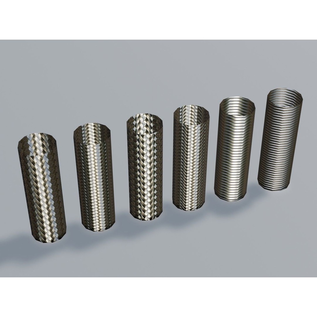 Metal Hose Sleeving Textures 3D Model – Low Poly PBR Textures, Blender - View 17