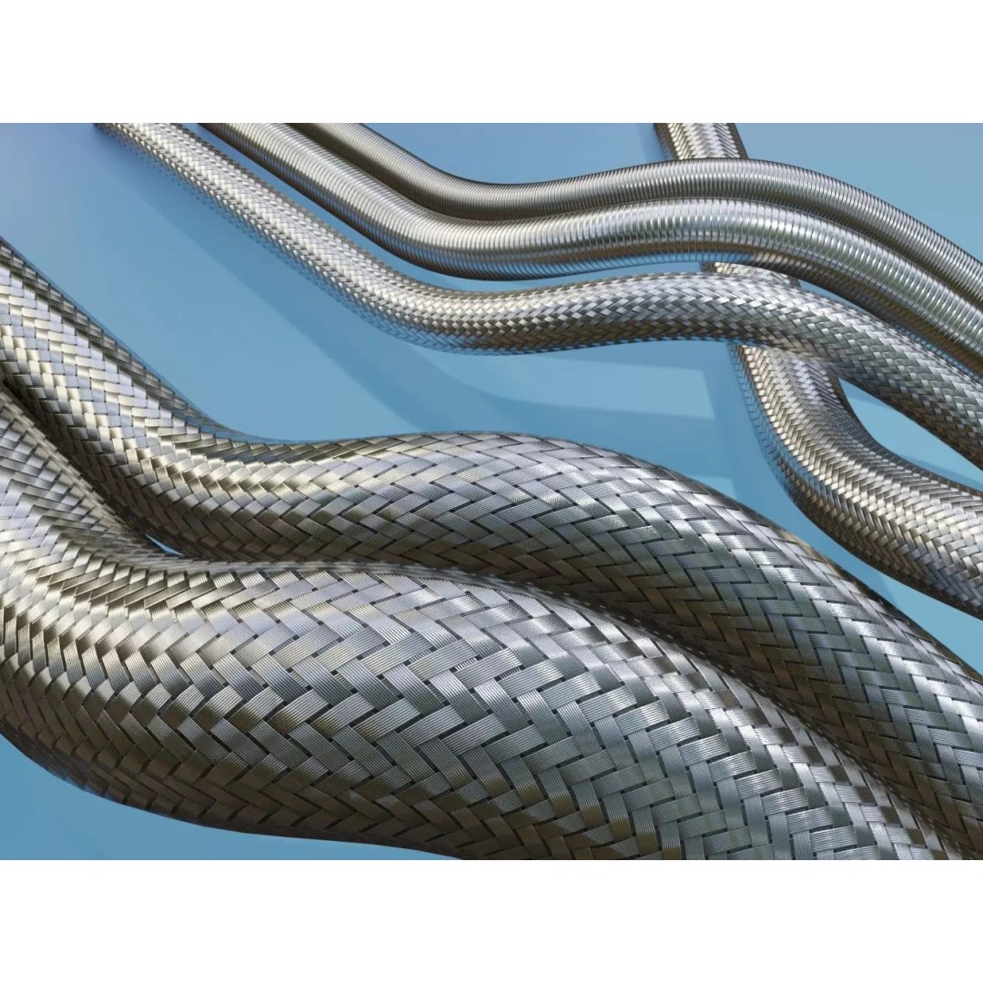 Metal Hose Sleeving Textures 3D Model – Low Poly PBR Textures, Blender - View 2