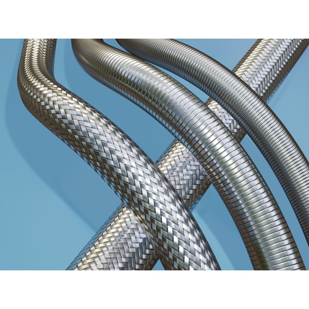 Metal Hose Sleeving Textures 3D Model – Low Poly PBR Textures, Blender - View 4