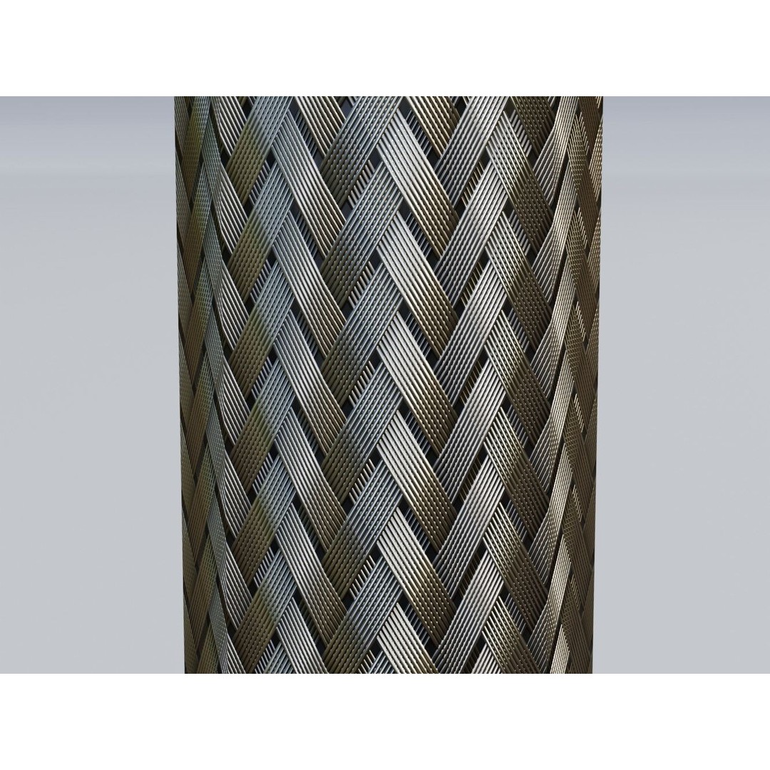 Metal Hose Sleeving Textures 3D Model – Low Poly PBR Textures, Blender - View 8