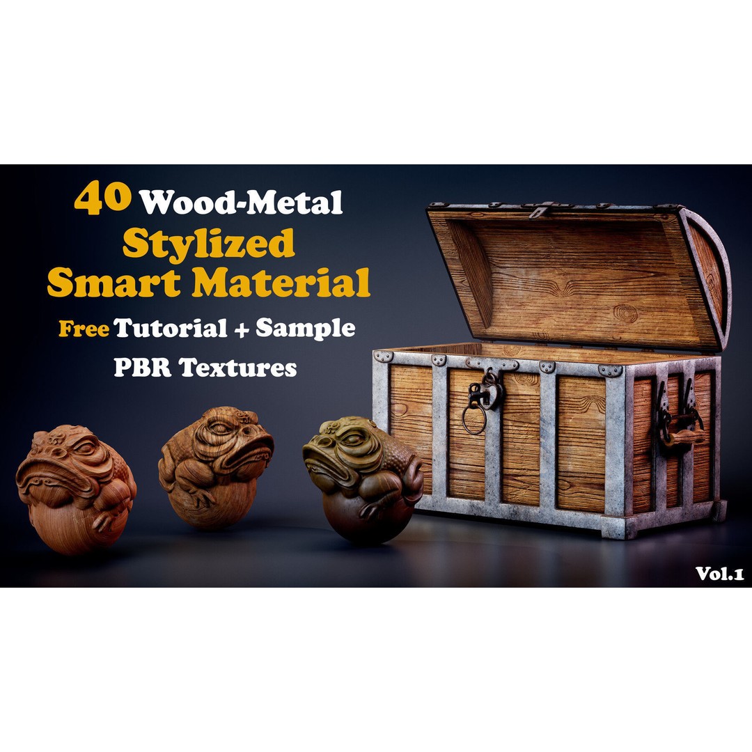 Stylized Wood-Metal Smart Material Pack – Customizable PBR Textures