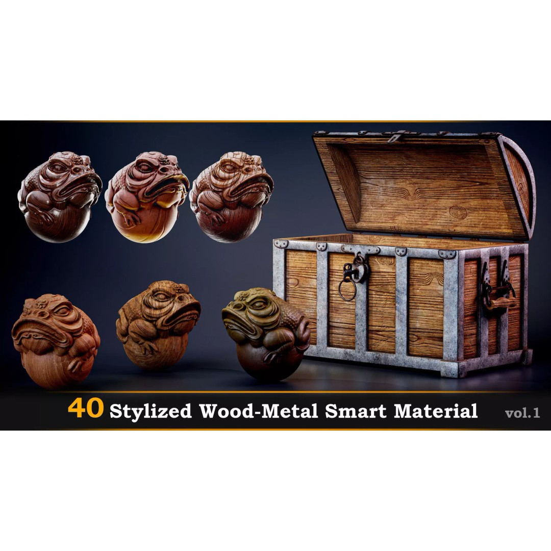 Stylized Wood-Metal Smart Material Pack – Customizable PBR Textures - View 2