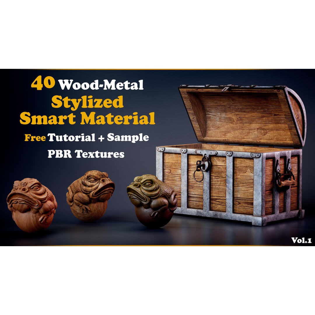 Stylized Wood-Metal Smart Material Pack – Customizable PBR Textures - View 3