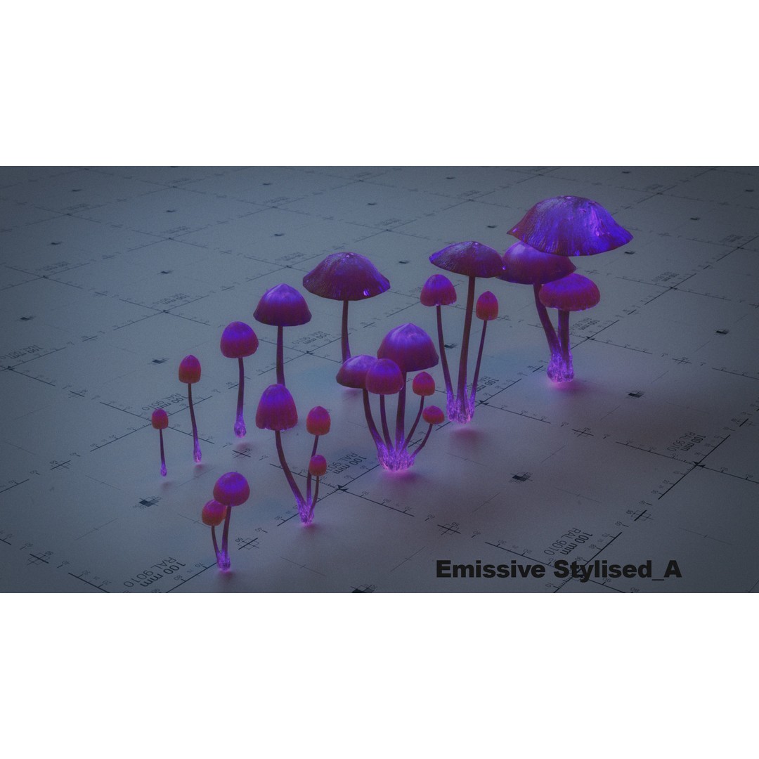 Psilocybe Mushroom 3D Model – Low Poly PBR Asset, FBX - View 11