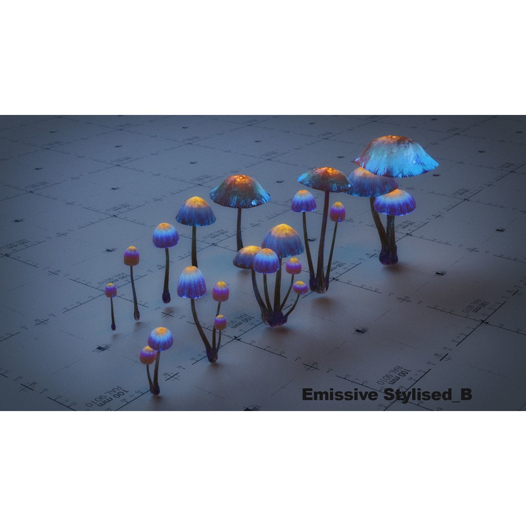 Psilocybe Mushroom 3D Model – Low Poly PBR Asset, FBX - View 13