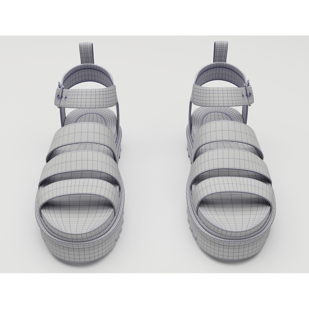 Blaire Hydro Leather Strap Sandals 3D Model – Low Poly Game Asset, FBX - View 12