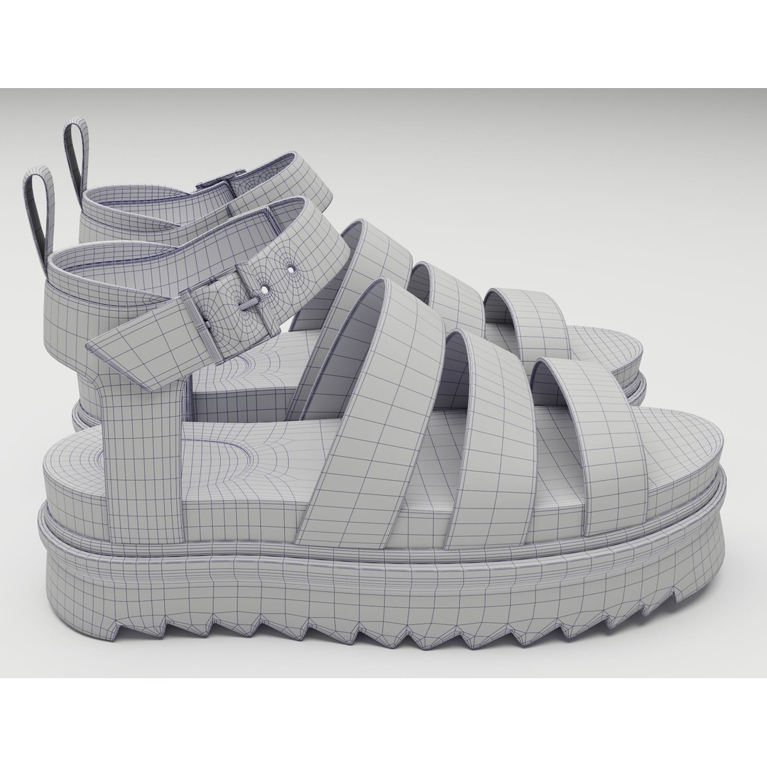Blaire Hydro Leather Strap Sandals 3D Model – Low Poly Game Asset, FBX - View 14