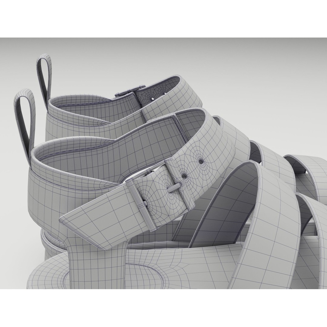 Blaire Hydro Leather Strap Sandals 3D Model – Low Poly Game Asset, FBX - View 15