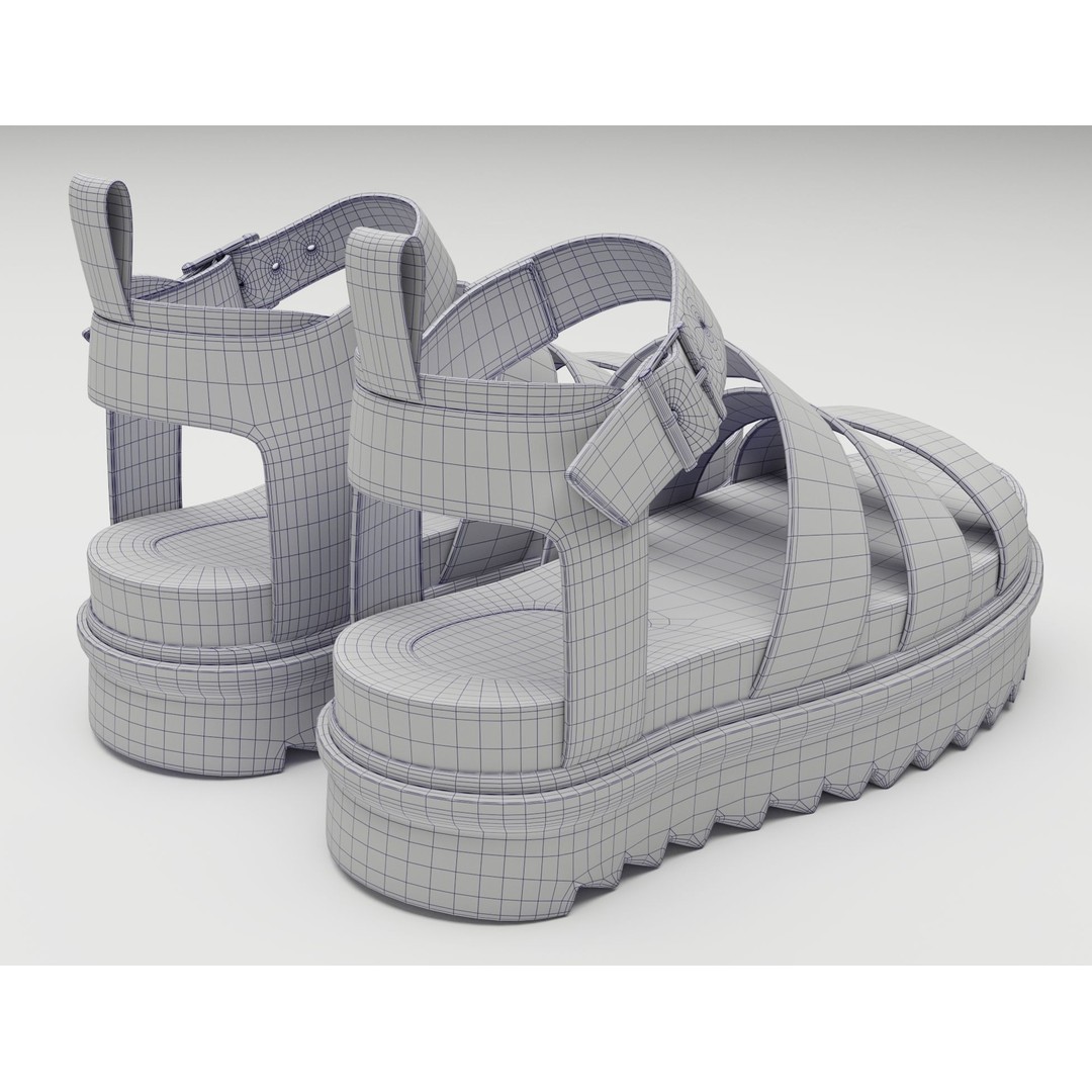 Blaire Hydro Leather Strap Sandals 3D Model – Low Poly Game Asset, FBX - View 16