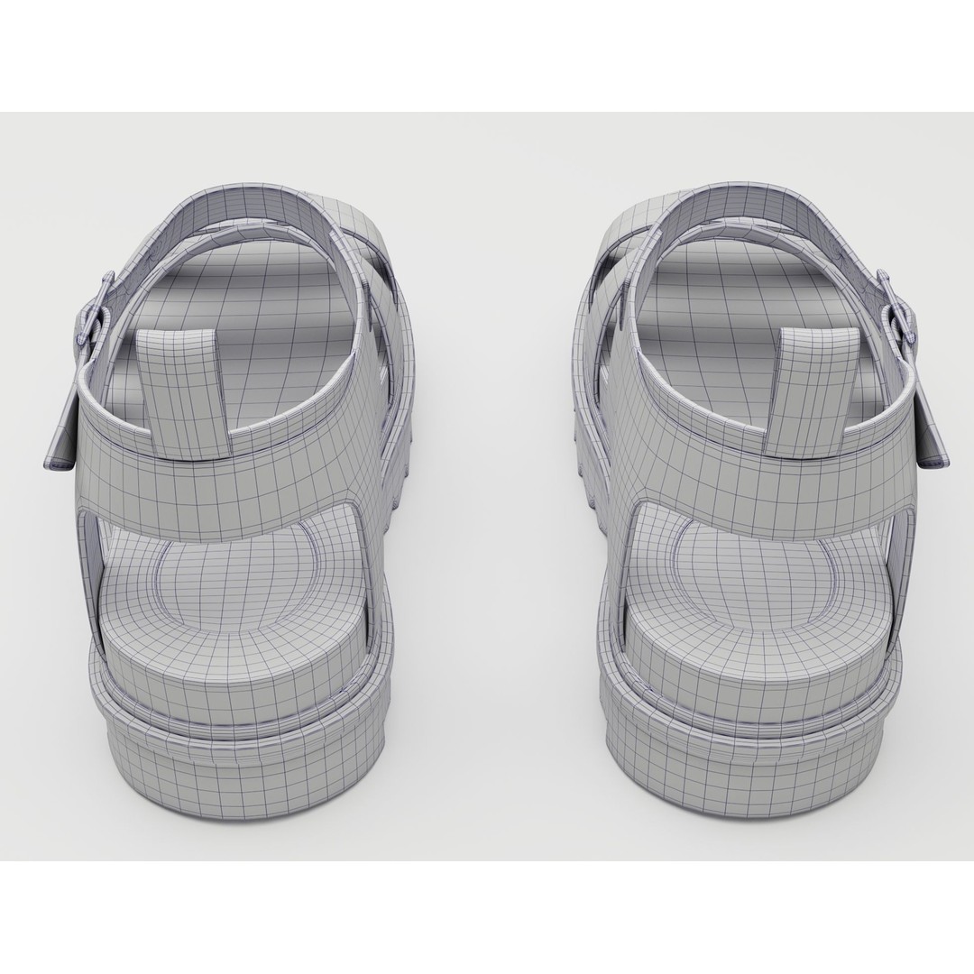 Blaire Hydro Leather Strap Sandals 3D Model – Low Poly Game Asset, FBX - View 17